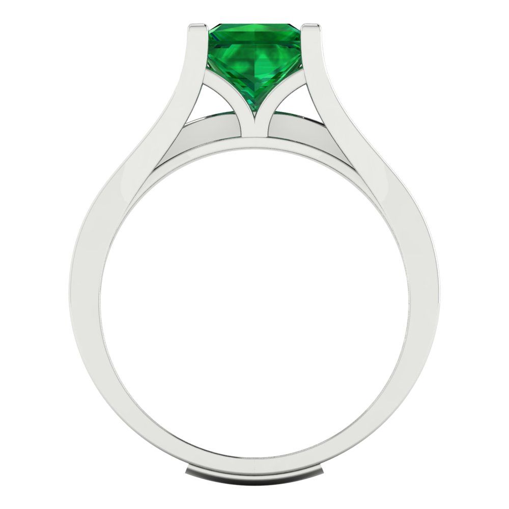 2.28 cttw Princess Cut Simulated Emerald Bridal Set - Solid White Gold Engagement Ring & Wedding Band