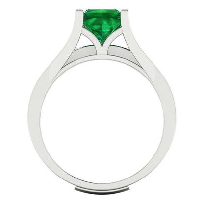 2.28 cttw Princess Cut Simulated Emerald Bridal Set - Solid White Gold Engagement Ring & Wedding Band