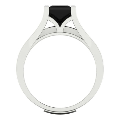 2.28 cttw Princess Cut Natural Onyx Bridal Set - Solid White Gold Engagement Ring & Wedding Band