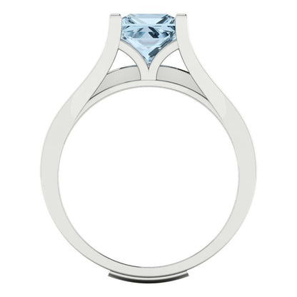 2.28 cttw Princess Cut Simulated Blue Diamond Bridal Set - Solid White Gold Engagement Ring & Wedding Band