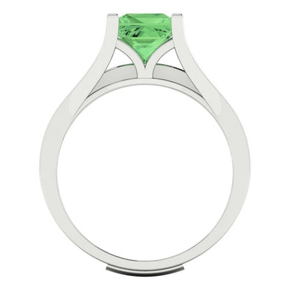2.28 cttw Princess Cut Simulated Green Diamond Bridal Set - Solid White Gold Engagement Ring & Wedding Band