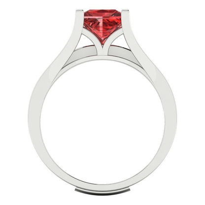 2.28 cttw Princess Cut Natural Garnet Bridal Set - Solid White Gold Engagement Ring & Wedding Band