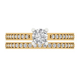 0.85 ct Brilliant Round Cut Natural Diamond Stone Clarity SI1-2 Color G-H Yellow/White Gold Solitaire with Accents Bridal Set
