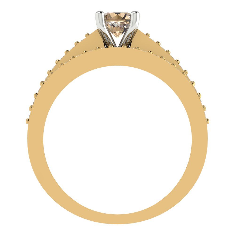 0.86 cttw Round Cut Yellow Moissanite Bridal Set - Solid Yellow/White Gold Engagement Ring & Wedding Band