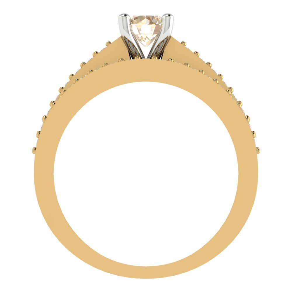 0.86 cttw Round Cut Natural Morganite Bridal Set - Solid Yellow/White Gold Engagement Ring & Wedding Band