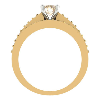 0.86 cttw Round Cut Natural Morganite Bridal Set - Solid Yellow/White Gold Engagement Ring & Wedding Band
