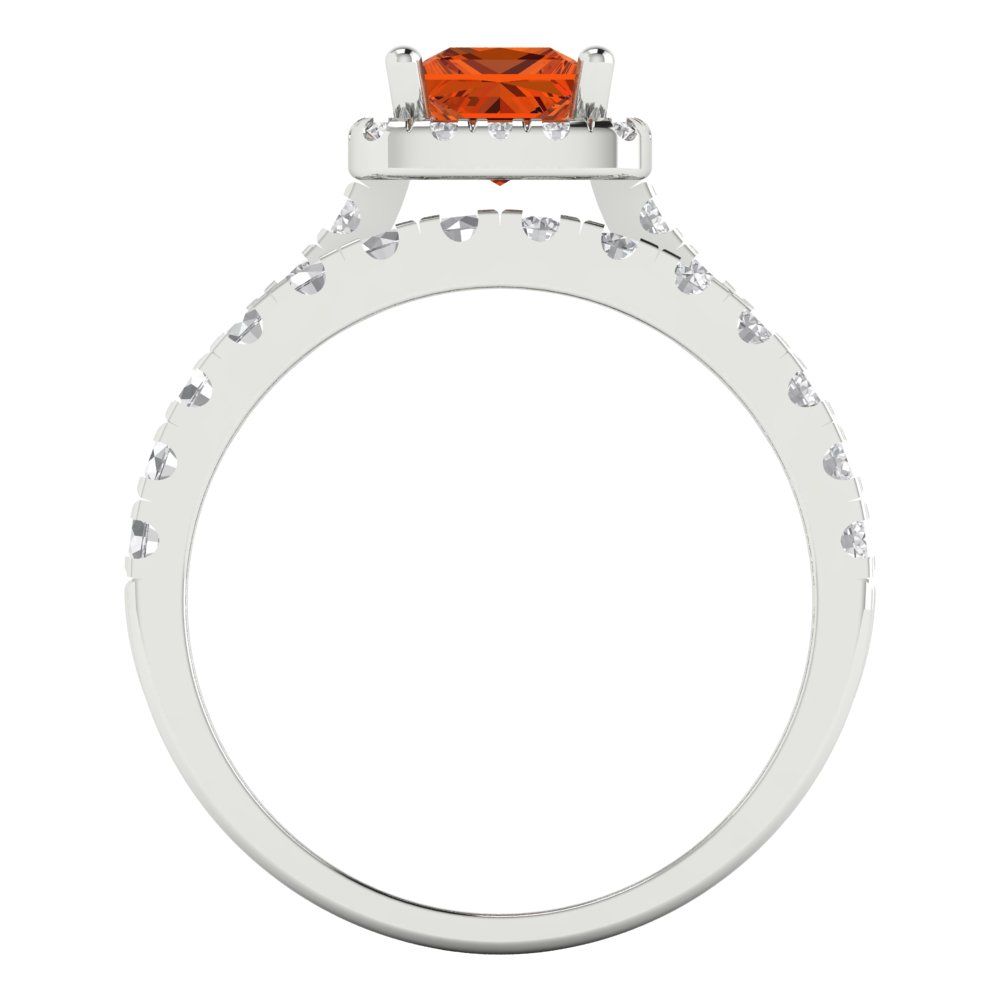 1.56 cttw Princess Cut Simulated Pink Tourmaline Bridal Set - Solid White Gold Engagement Ring & Wedding Band