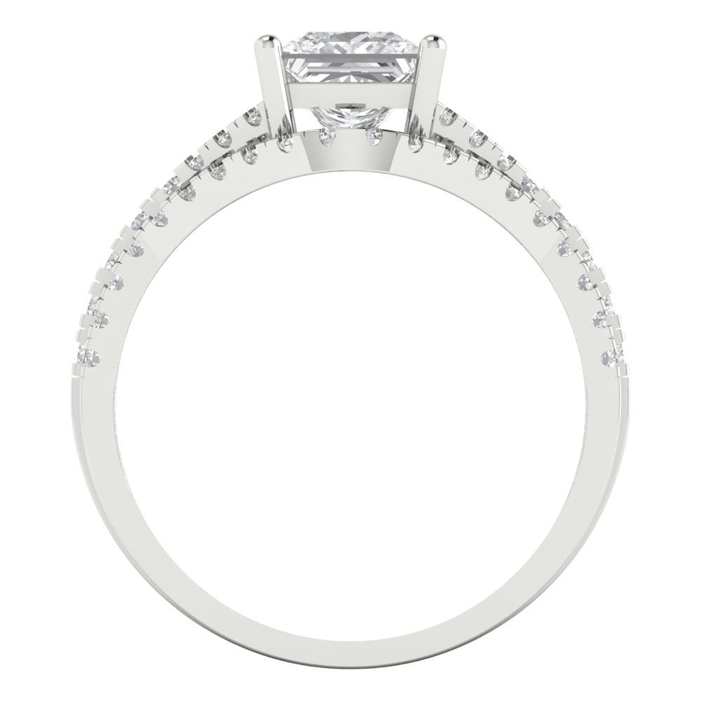 3.4 cttw Princess Cut Moissanite Bridal Set - Solid White Gold Engagement Ring & Wedding Band