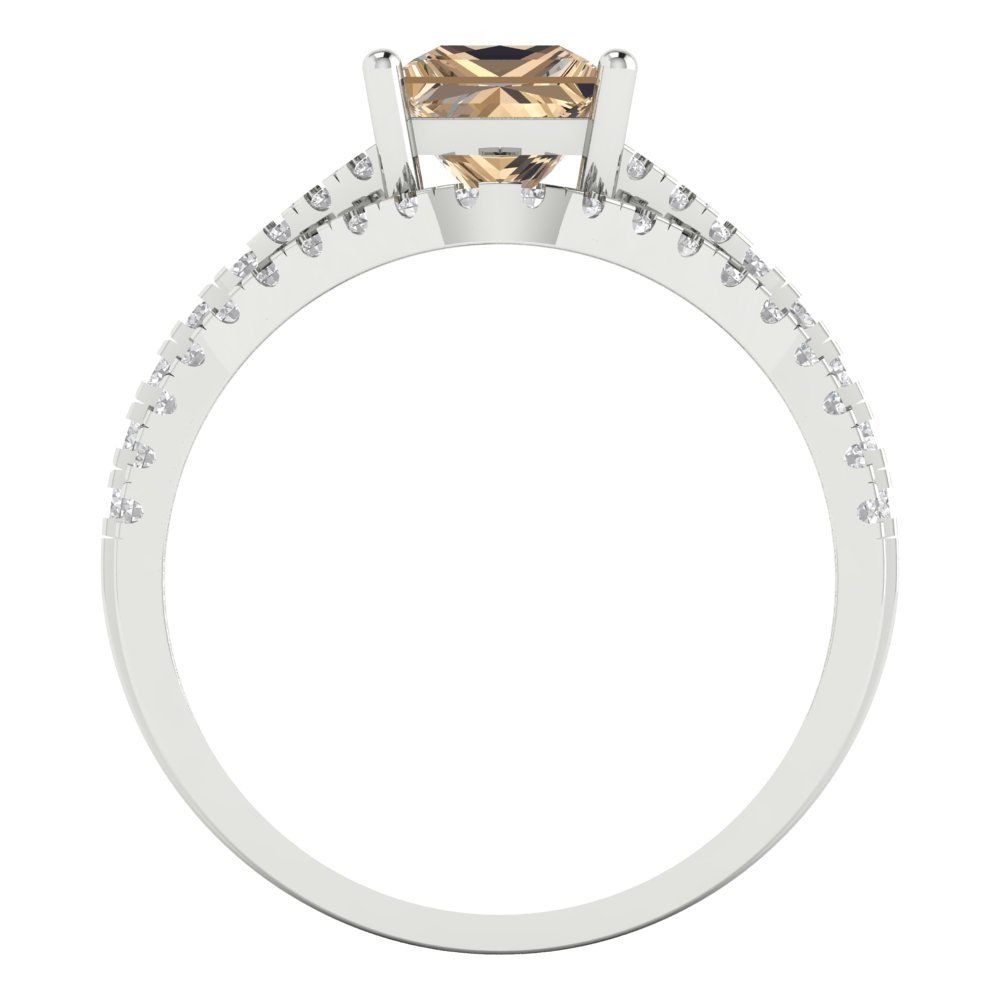 3.4 cttw Princess Cut Yellow Moissanite Bridal Set - Solid White Gold Engagement Ring & Wedding Band