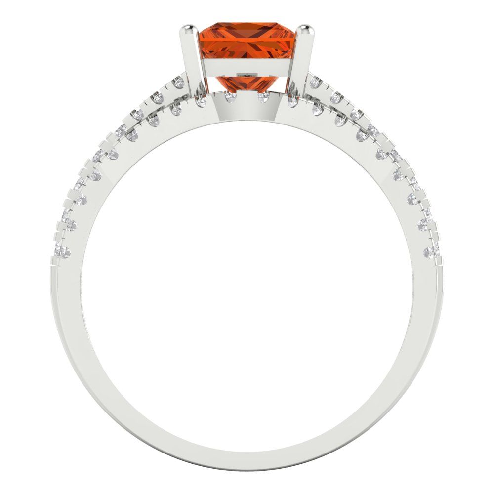 3.4 cttw Princess Cut Simulated Pink Tourmaline Bridal Set - Solid White Gold Engagement Ring & Wedding Band