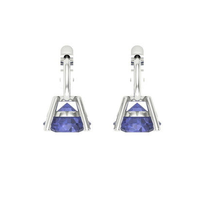 1 ctw Tanzanite Drop Dangle Earrings | 5.0mm Round Cut White Gold Lever Back | December Birthstone