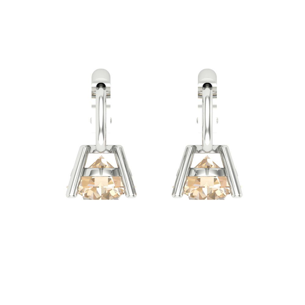 1 ctw Morganite Drop Dangle Earrings | 5.0mm Round Cut White Gold Lever Back | February Birthstone