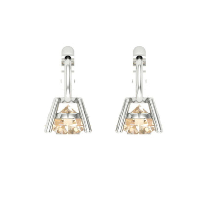 1 ctw Morganite Drop Dangle Earrings | 5.0mm Round Cut White Gold Lever Back | February Birthstone
