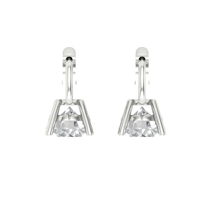 1 ct Brilliant Round Cut Drop Dangle Natural Diamond Stone Clarity SI1-2 Color G-H White Gold Earrings Lever Back