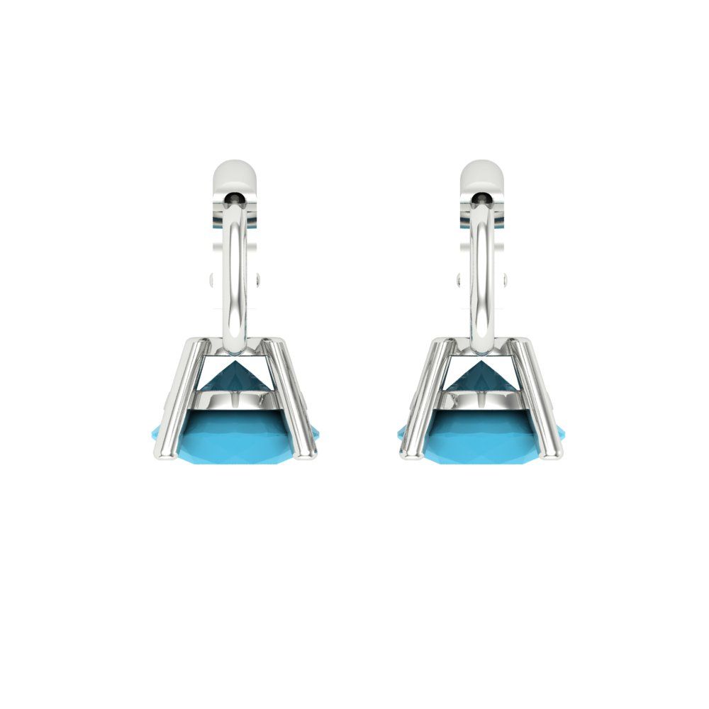 1 ctw Turquoise Drop Dangle Earrings | 5.0mm Round Cut White Gold Lever Back | December Birthstone