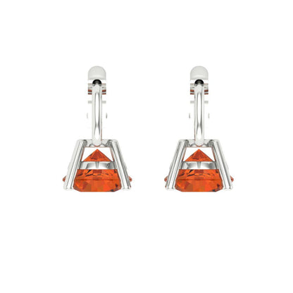 1 ctw Red Zirconia Drop Dangle Earrings | 5.0mm Round Cut White Gold Lever Back | April Birthstone