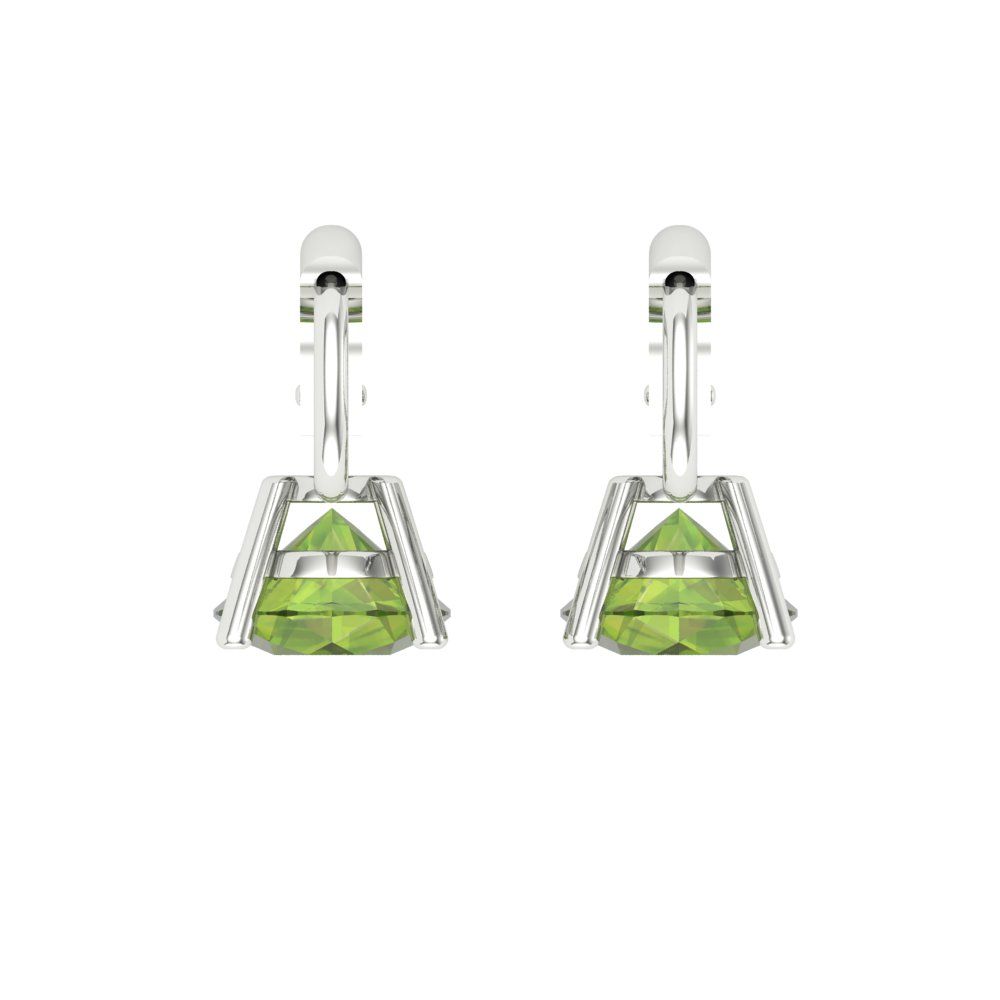 1 ctw Peridot Drop Dangle Earrings | 5.0mm Round Cut White Gold Lever Back | August Birthstone