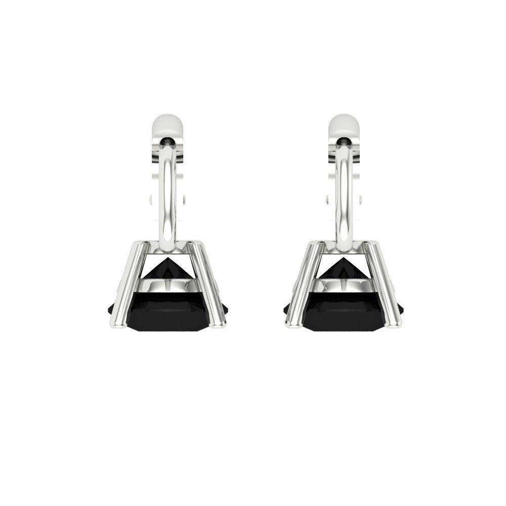 1 ctw Onyx Drop Dangle Earrings | 5.0mm Round Cut White Gold Lever Back | July Birthstone