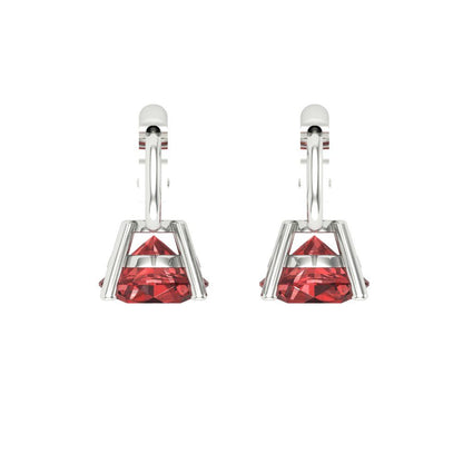 1 ctw Garnet Drop Dangle Earrings | 5.0mm Round Cut White Gold Lever Back | January Birthstone