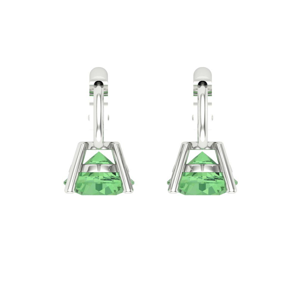 1 ctw Green Zirconia Drop Dangle Earrings | 5.0mm Round Cut White Gold Lever Back | April Birthstone