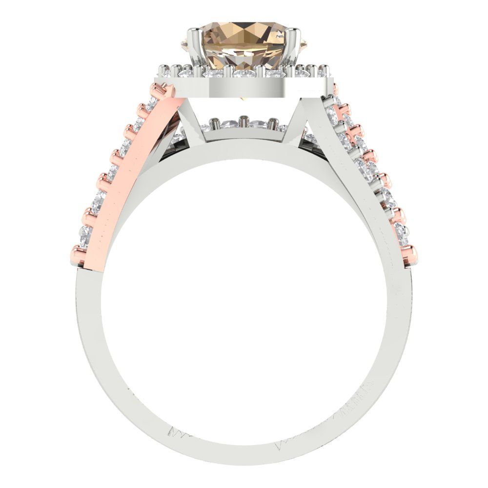 2.32 cttw Round Cut Yellow Moissanite Bridal Set - Solid White/Rose Gold Engagement Ring & Wedding Band