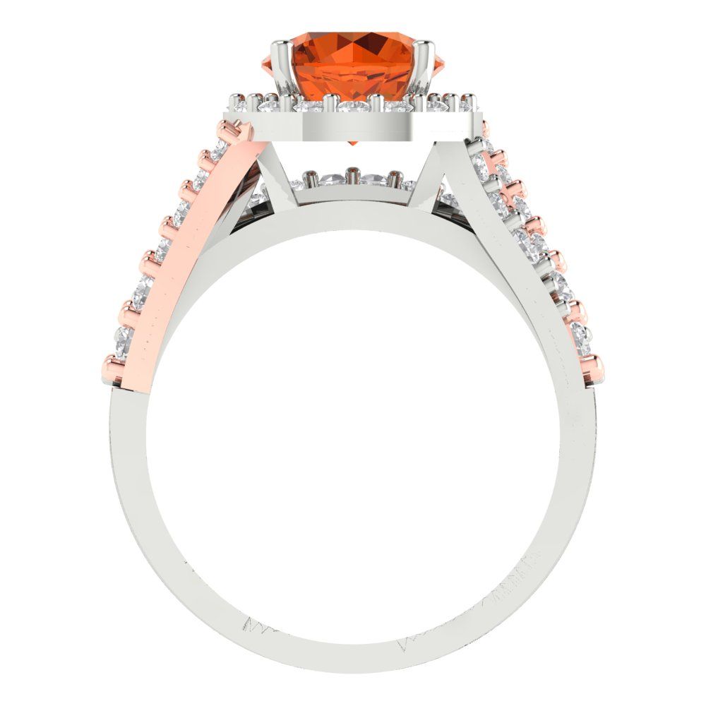 2.32 cttw Round Cut Simulated Pink Tourmaline Bridal Set - Solid White/Rose Gold Engagement Ring & Wedding Band