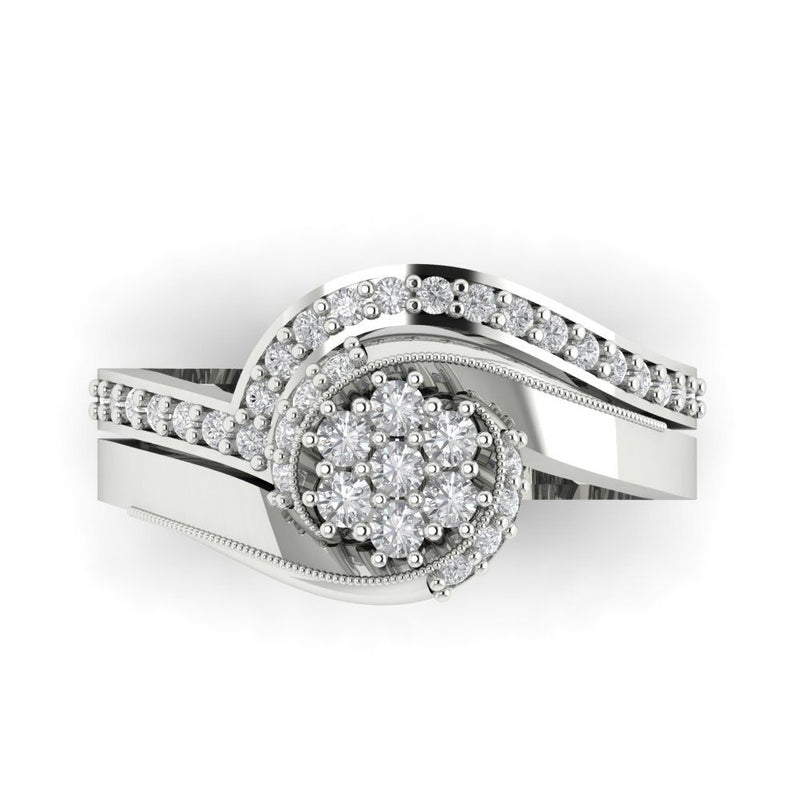 0.45 ct Brilliant Round Cut Clear Simulated Diamond Stone White Gold  Solitaire with Accents Bridal Set