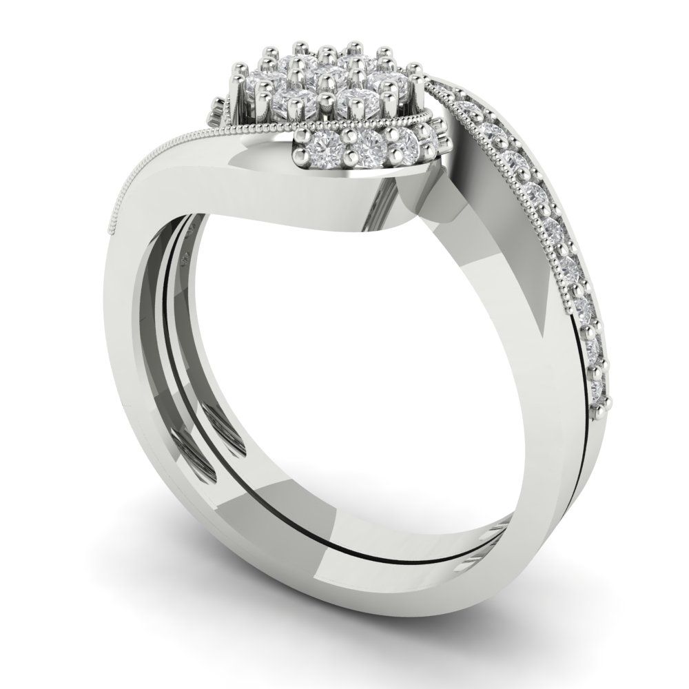 0.4 cttw Round Cut Moissanite Bridal Set - Solid White Gold Engagement Ring & Wedding Band