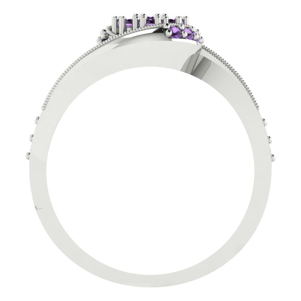 0.4 cttw Round Cut Simulated Alexandrite Bridal Set - Solid White Gold Engagement Ring & Wedding Band