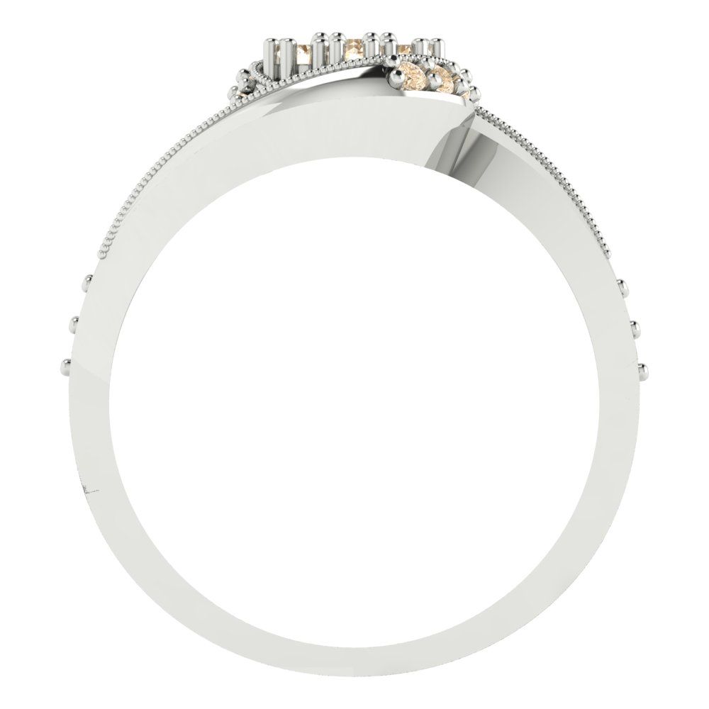 0.4 cttw Round Cut Natural Morganite Bridal Set - Solid White Gold Engagement Ring & Wedding Band