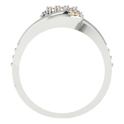 0.4 cttw Round Cut Natural Morganite Bridal Set - Solid White Gold Engagement Ring & Wedding Band