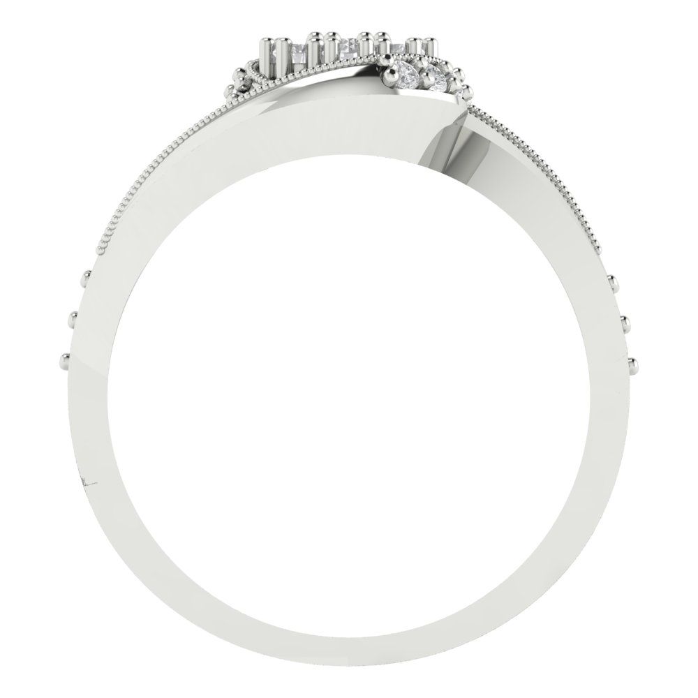 0.4 cttw Round Cut Moissanite Bridal Set - Solid White Gold Engagement Ring & Wedding Band
