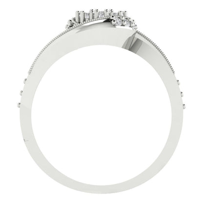 0.4 cttw Round Cut Moissanite Bridal Set - Solid White Gold Engagement Ring & Wedding Band