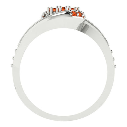 0.4 cttw Round Cut Simulated Red Diamond Bridal Set - Solid White Gold Engagement Ring & Wedding Band