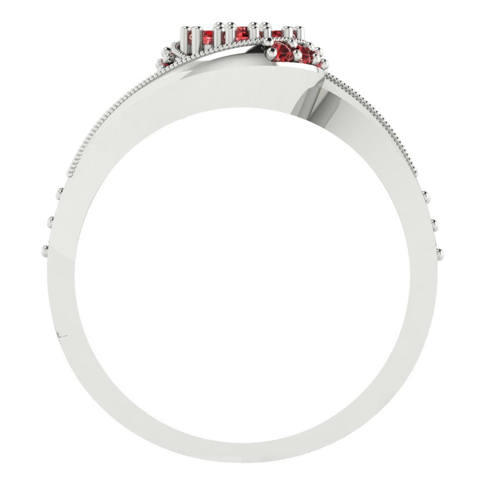 0.4 cttw Round Cut Natural Garnet Bridal Set - Solid White Gold Engagement Ring & Wedding Band