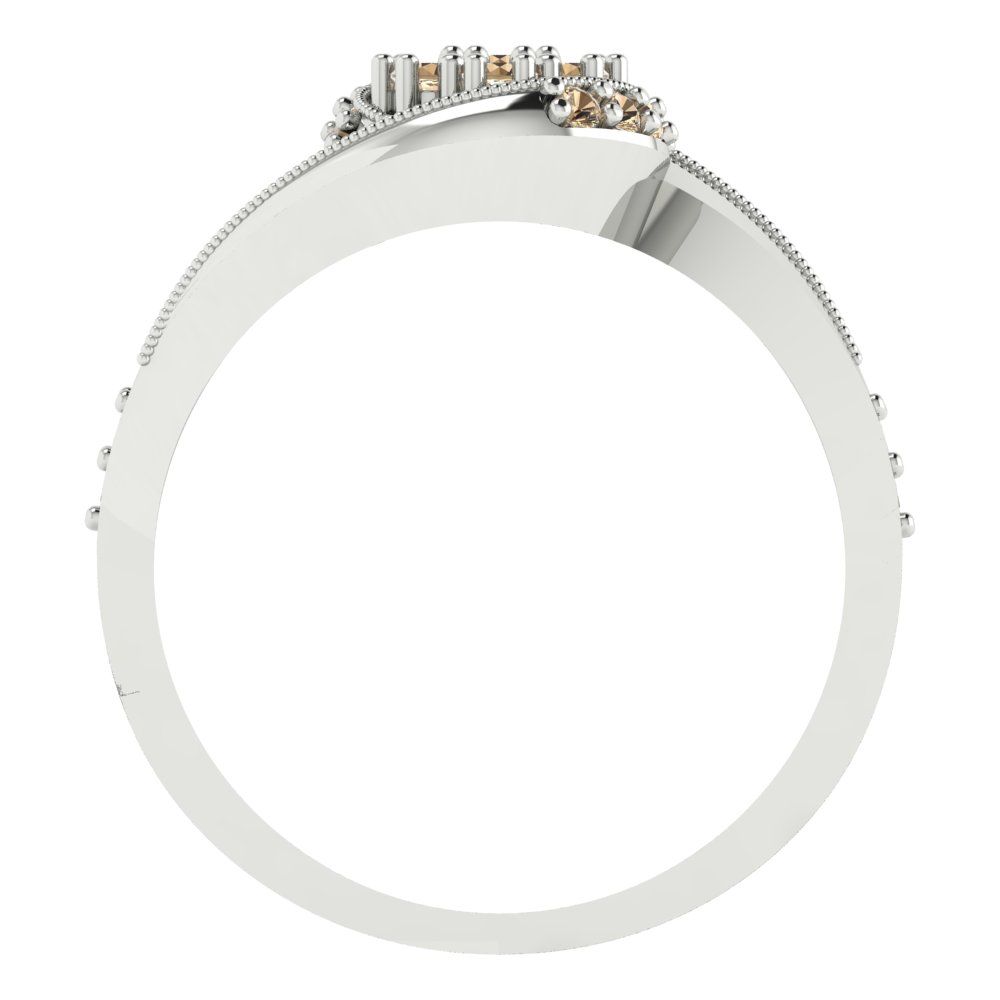 0.4 cttw Round Cut Yellow Moissanite Bridal Set - Solid White Gold Engagement Ring & Wedding Band