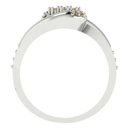 0.4 cttw Round Cut Yellow Moissanite Bridal Set - Solid White Gold Engagement Ring & Wedding Band