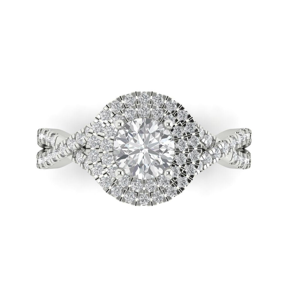 1.3125 cttw Certified Moissanite Hidden Halo Engagement Ring - Solid Gold (VVS1, D-F,Round Cut,6mm)