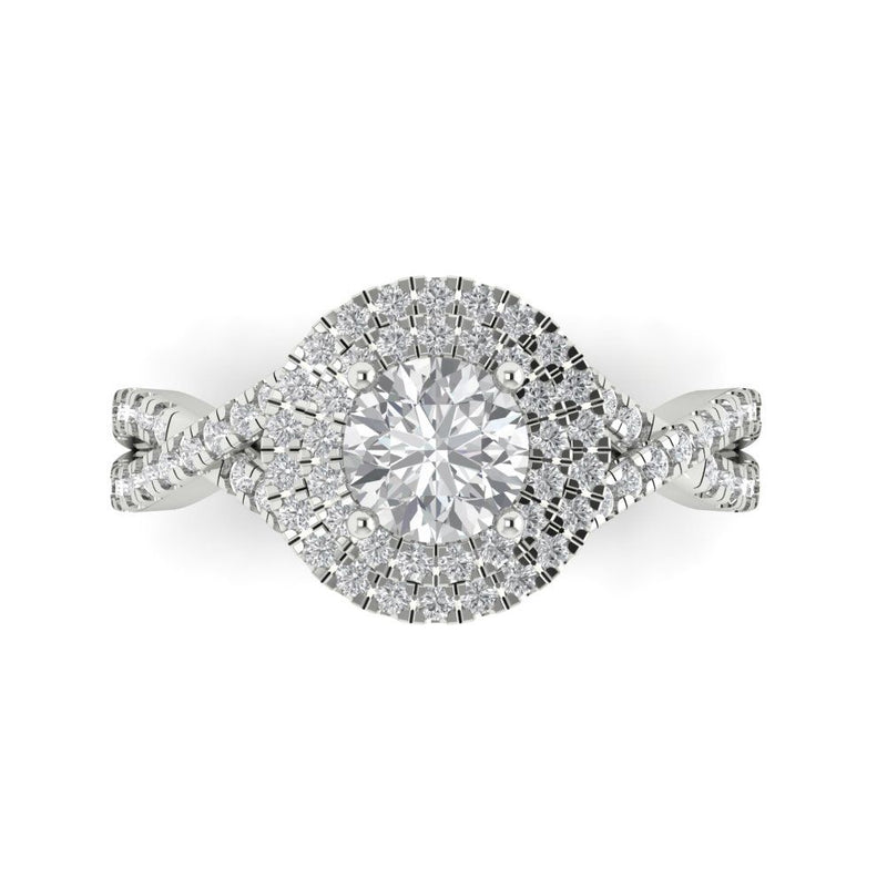 1.3 ct Brilliant Round Cut Natural Diamond Stone Clarity SI1-2 Color I-J White Gold Halo Solitaire with Accents Ring