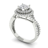 1.3 ct Brilliant Round Cut Natural Diamond Stone Clarity SI1-2 Color G-H White Gold Halo Solitaire with Accents Ring