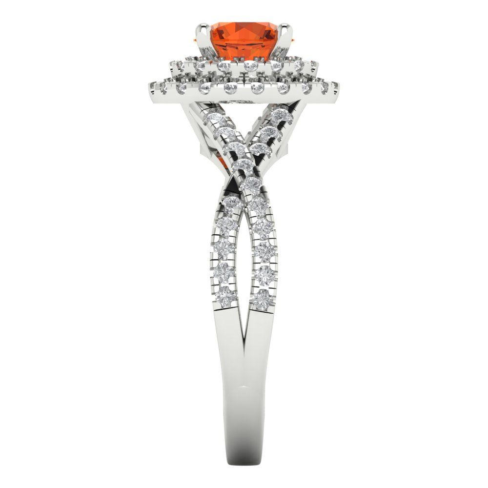 1.3125 cttw Zirconia Simulated Red Diamond Hidden Halo Engagement Ring - Solid Gold (VVS1, Round Cut,6mm)