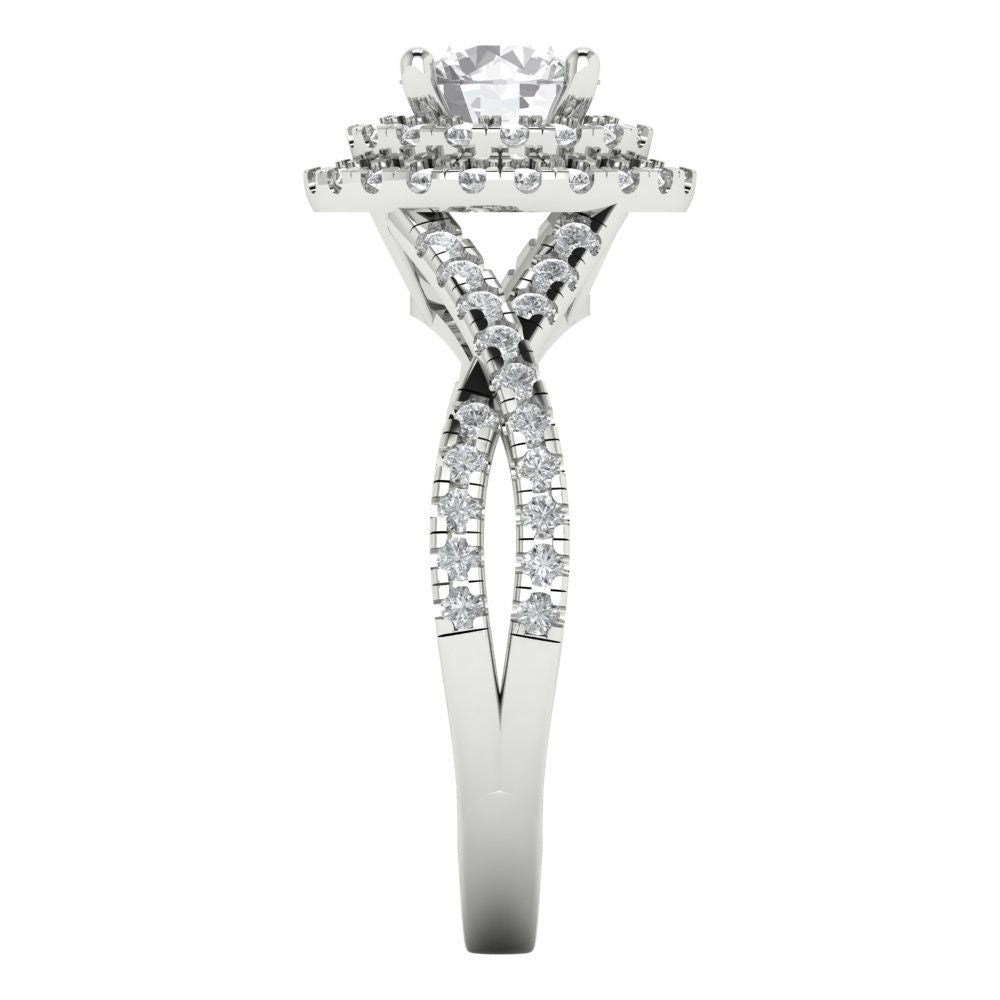 1.3125 cttw Certified Moissanite Hidden Halo Engagement Ring - Solid Gold (VVS1, D-F,Round Cut,6mm)