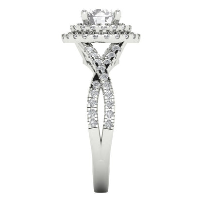 1.3125 cttw White Sapphire Hidden Halo Engagement Ring - Solid Gold (Round Cut,6mm)