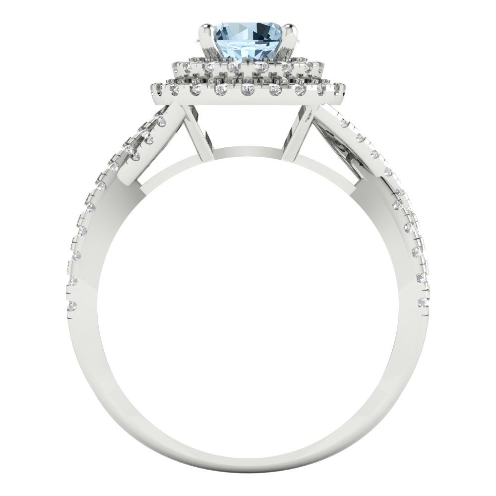 1.3125 cttw Natural Sky Blue Topaz Hidden Halo Engagement Ring - Solid Gold (Round Cut,6mm)