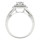 1.3 ct Brilliant Round Cut Natural Diamond Stone Clarity SI1-2 Color G-H White Gold Halo Solitaire with Accents Ring