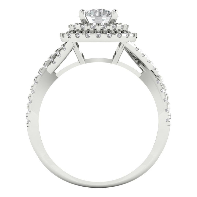 1.3 ct Brilliant Round Cut Natural Diamond Stone Clarity SI1-2 Color I-J White Gold Halo Solitaire with Accents Ring
