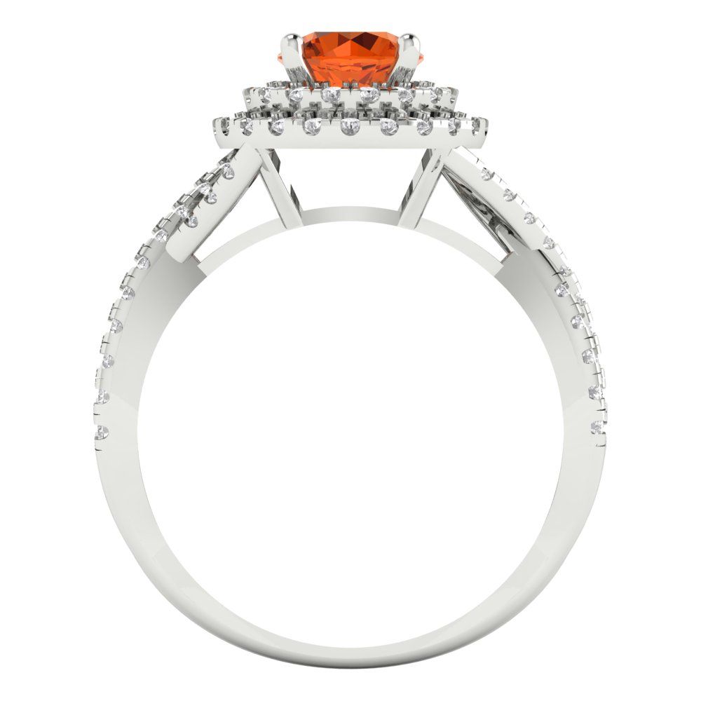 1.3125 cttw Zirconia Simulated Red Diamond Hidden Halo Engagement Ring - Solid Gold (VVS1, Round Cut,6mm)