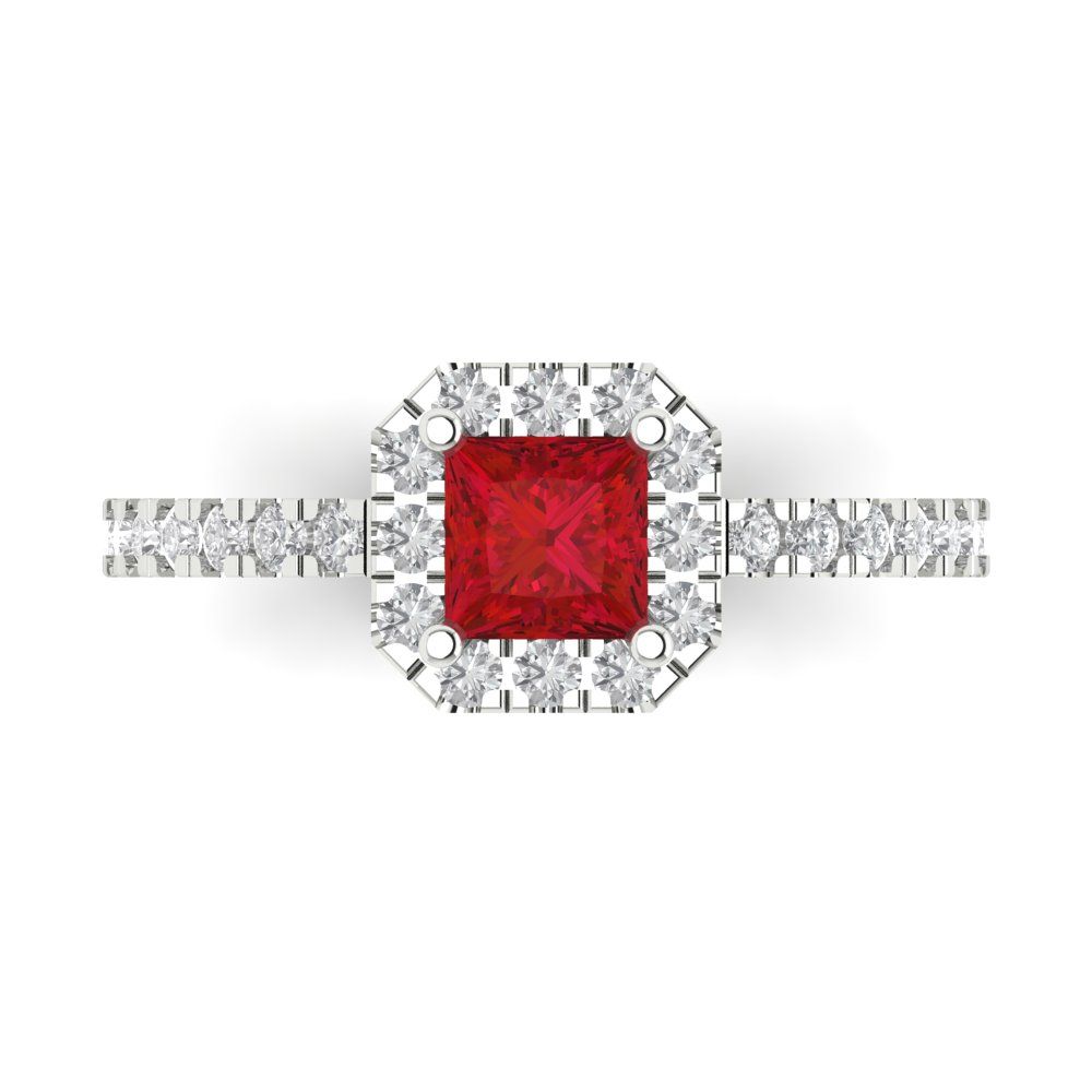 0.89 cttw Simulated Pink Tourmaline Hidden Halo Engagement Ring - Solid Gold (Princess Cut,4.5mm)