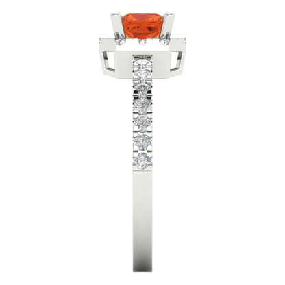 0.89 cttw Zirconia Simulated Red Diamond Hidden Halo Engagement Ring - Solid Gold (VVS1, Princess Cut,4.5mm)