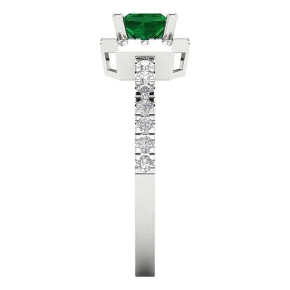 0.89 cttw Simulated Emerald Hidden Halo Engagement Ring - Solid Gold (Princess Cut,4.5mm)